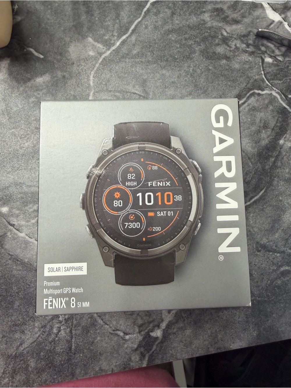 garmin Fenix 8 Solar Sapphire GPS Watch - Black with Orange Accents